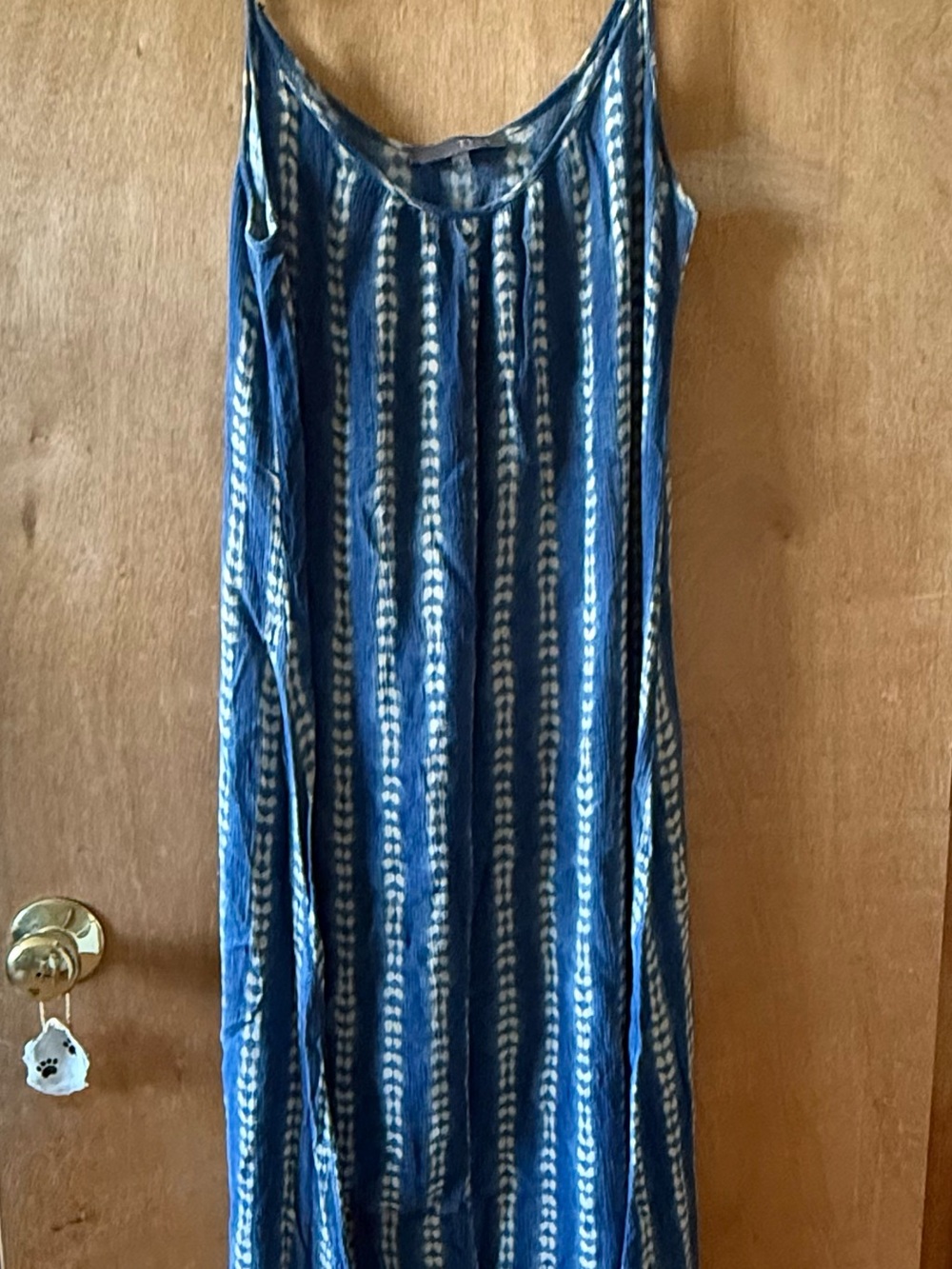 Sleeveless Blue Tie-Dye Stripe Maxi Dress